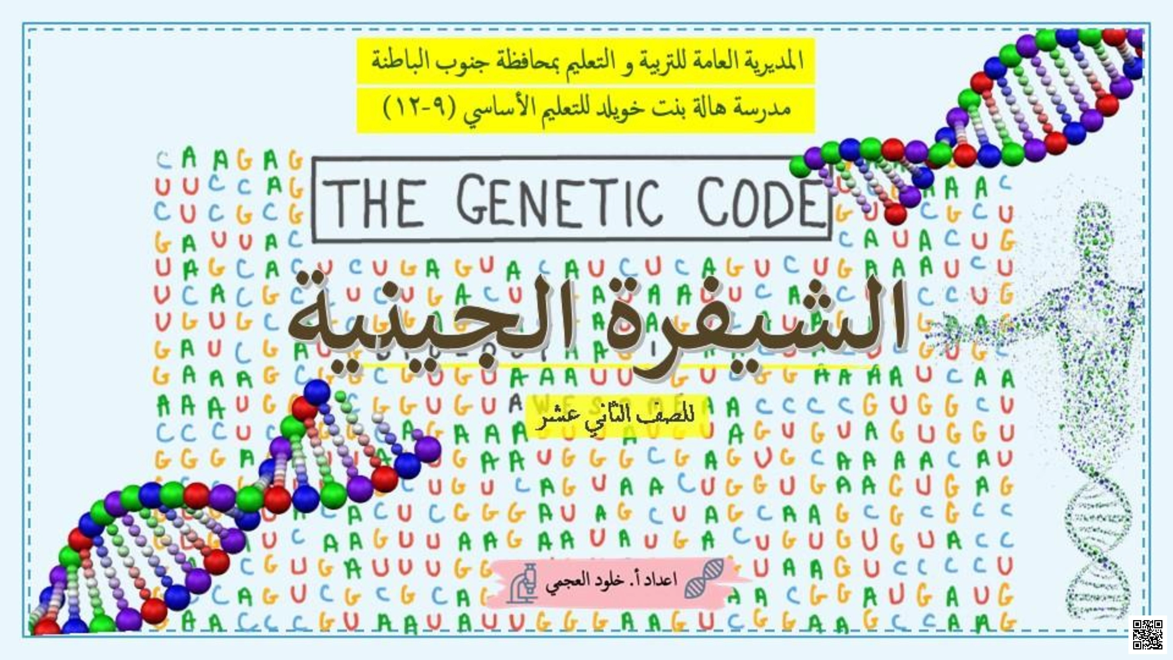 The Genetic Code - الشفرة الجينية - لغة انجليزية - الصف الصف الثاني عشر - الفصل الفصل الأول